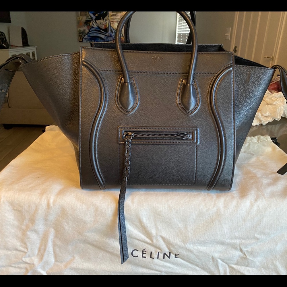 Céline Cabas Phantom Luggage Black Leather Tote